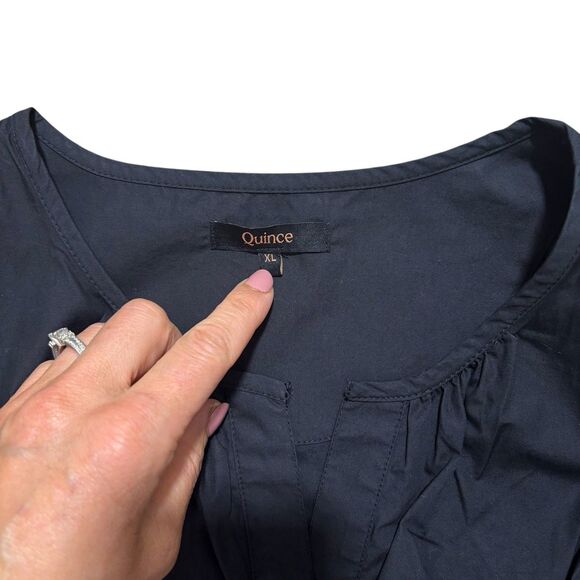 Quince Maxi Dress Sz XL Black Organic Cotton Poplin Tiered Pockets NWOT - Picture 4 of 6